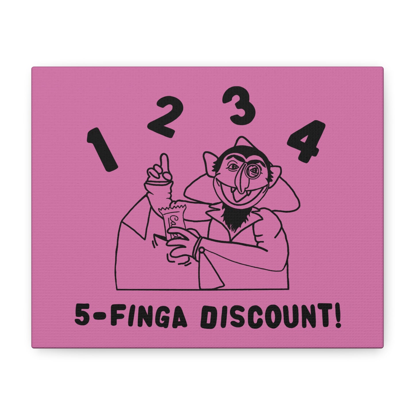 Five Finger Discount Outline Canvas Print Light Pink - Sesame Street The Count Parody Art Print