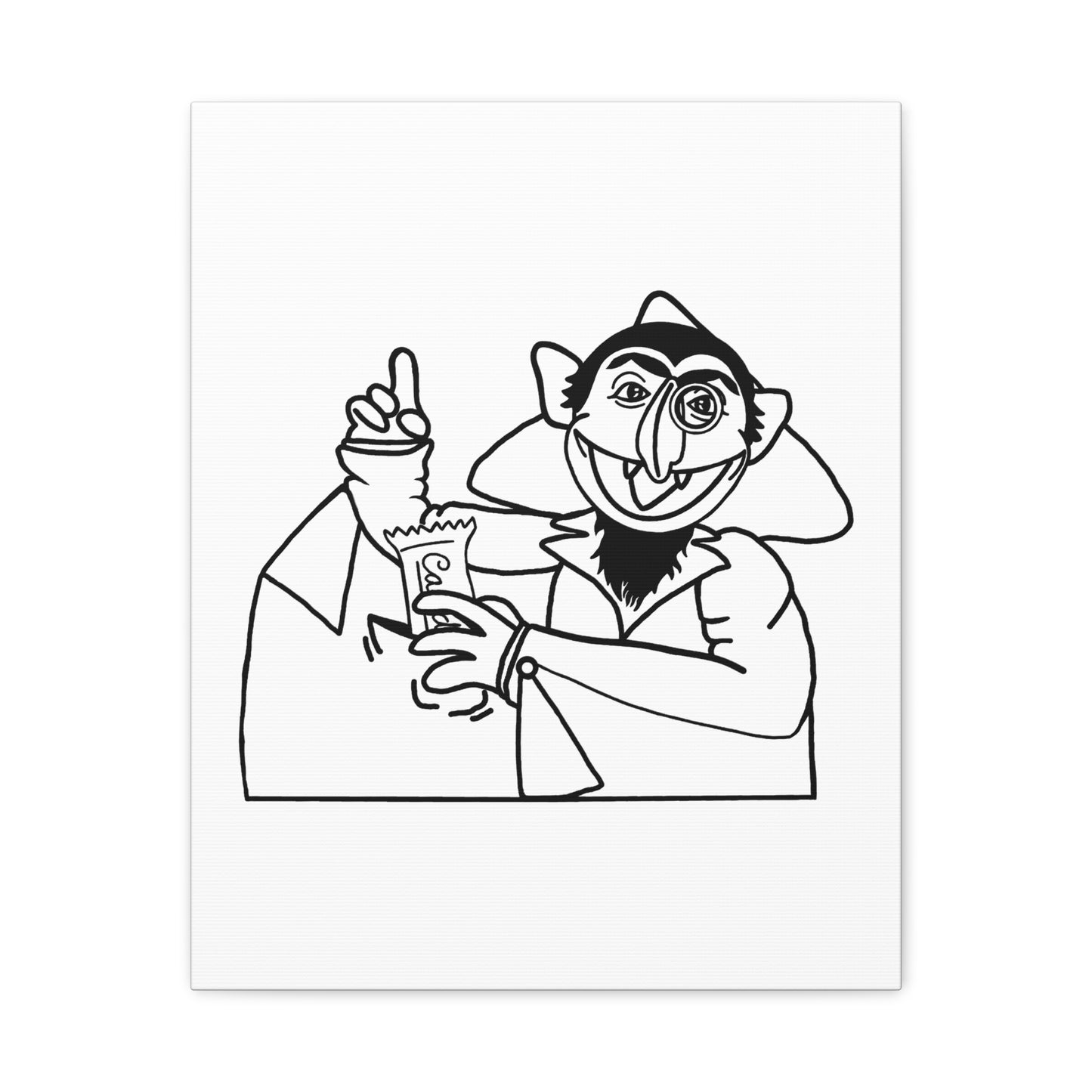 The Count Stealing Candy Outline Canvas Print White - Sesame Street The Count Parody Art