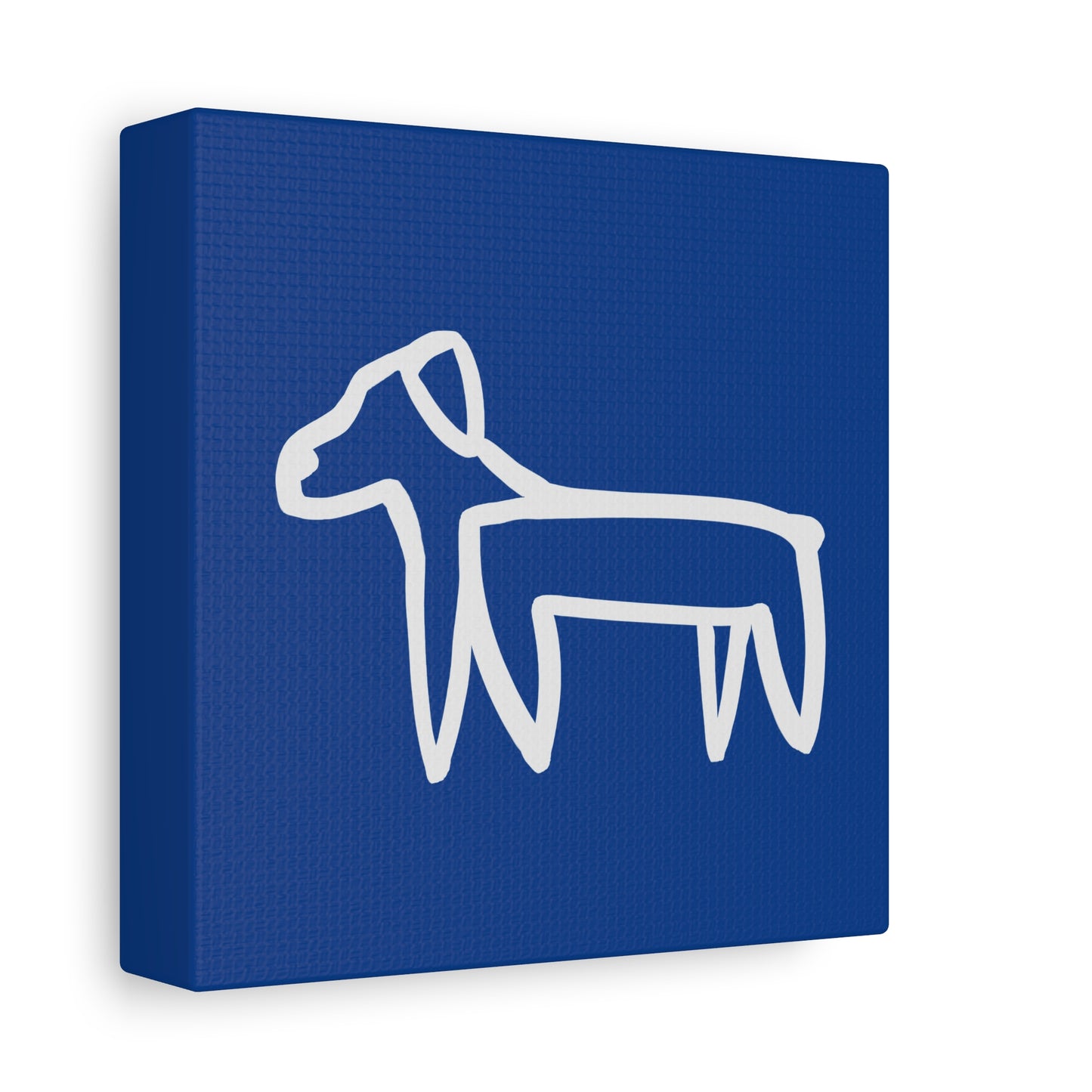 Dog Canvas Print on Blue (Transparent Style White Dog) - Dog Art Print