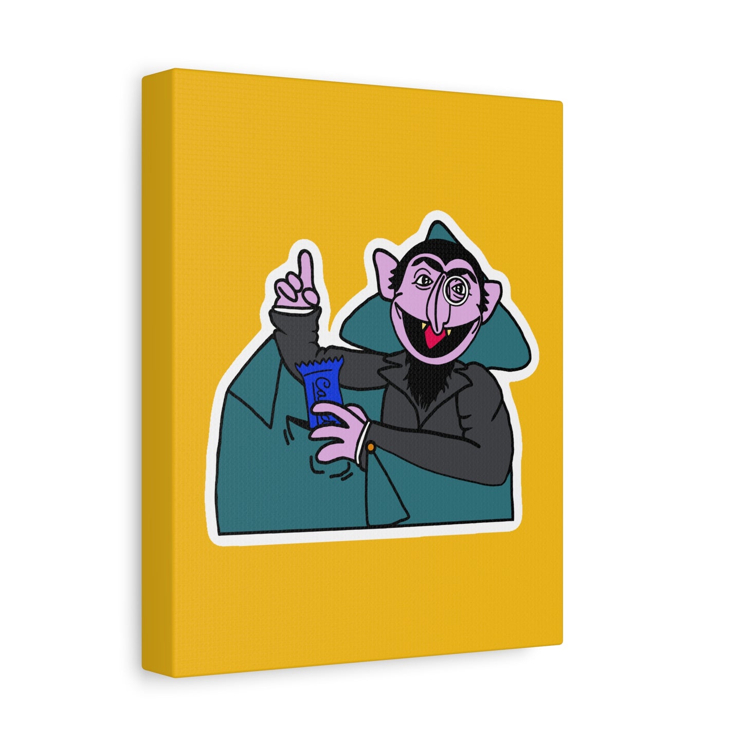 The Count Stealing Candy Canvas Print Yellow - Sesame Street The Count Parody Art