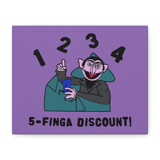 Five Finger Discount Canvas Print Light Purple - Sesame Street The Count Parody Art Print