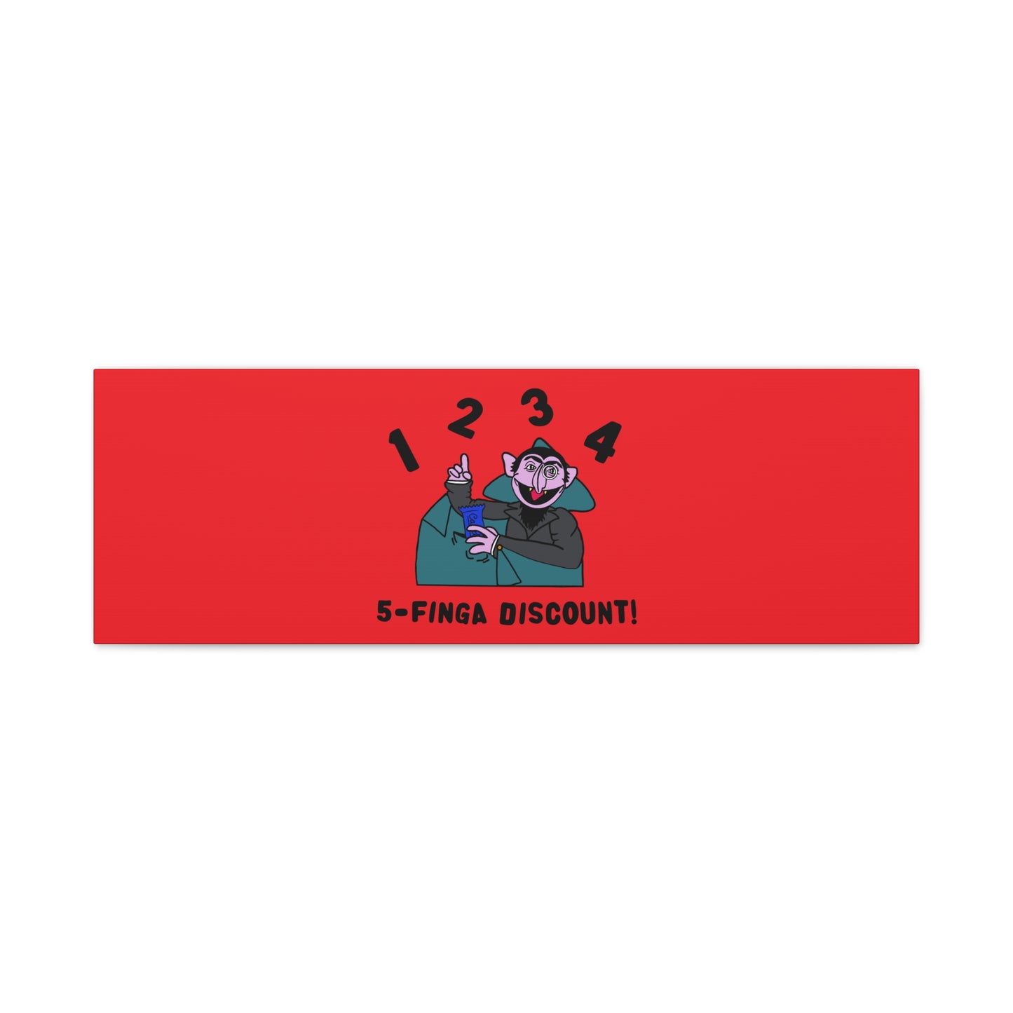 Five Finger Discount Canvas Print Red - Sesame Street The Count Parody Art Print