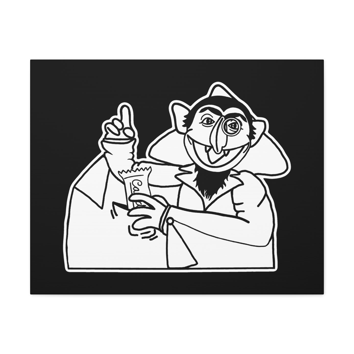The Count Stealing Candy Outline Canvas Print Black - Sesame Street The Count Parody Canvas Art