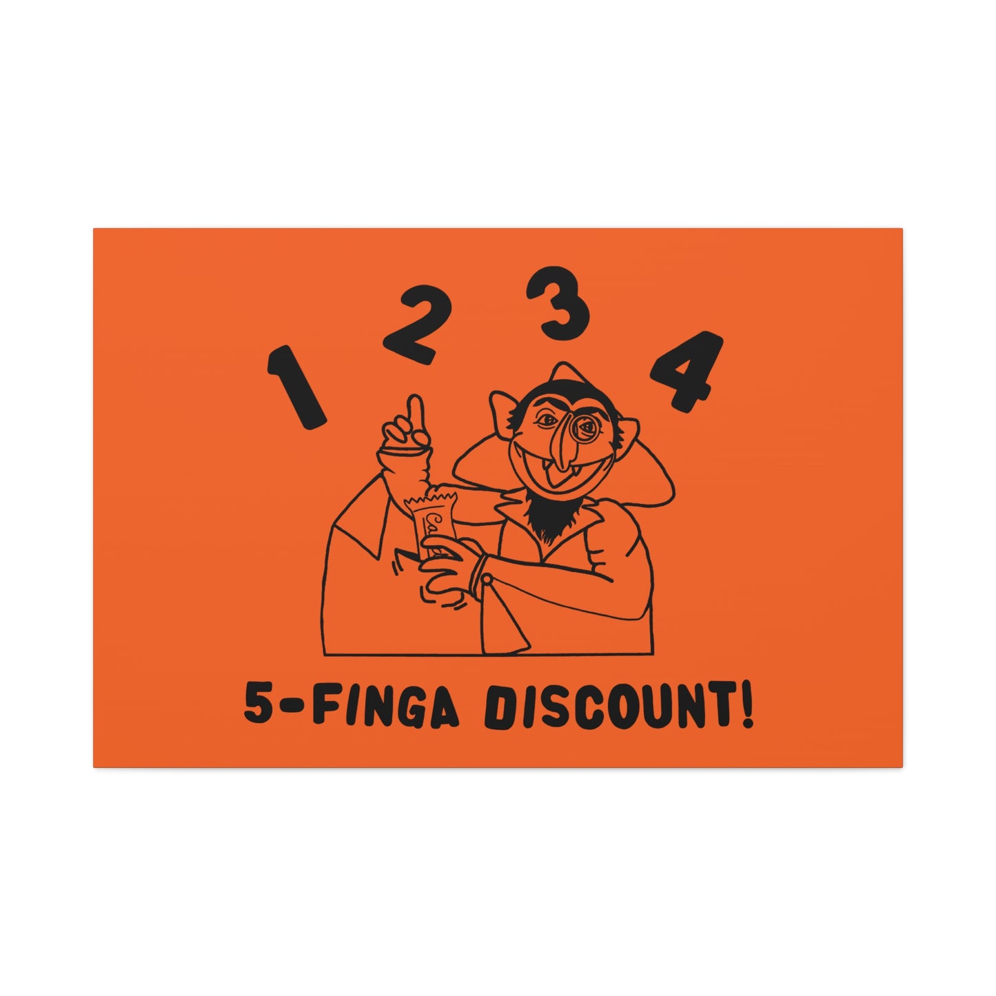 Five Finger Discount Outline Canvas Print Orange - Sesame Street The Count Parody Art Print
