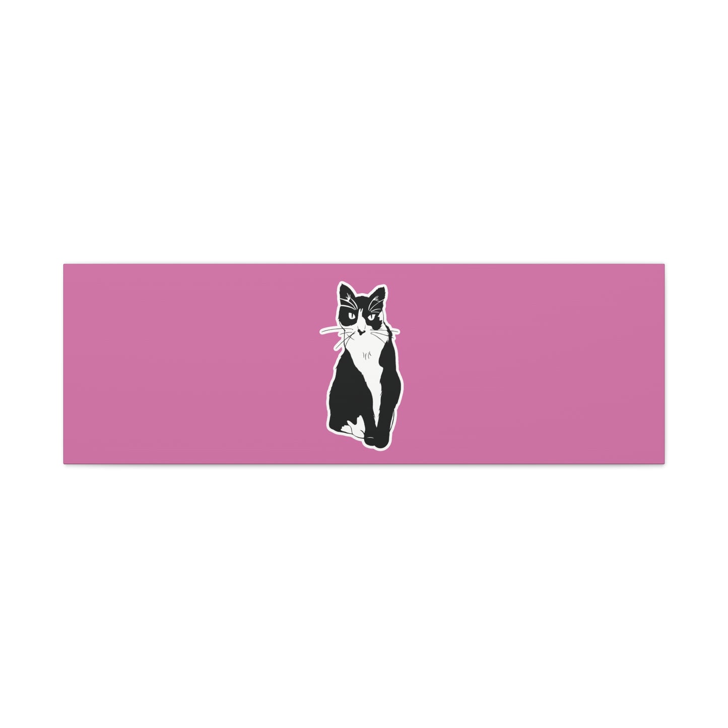Cat Canvas on Light Pink (Sticker Style Cat) - Cat Drawing Art