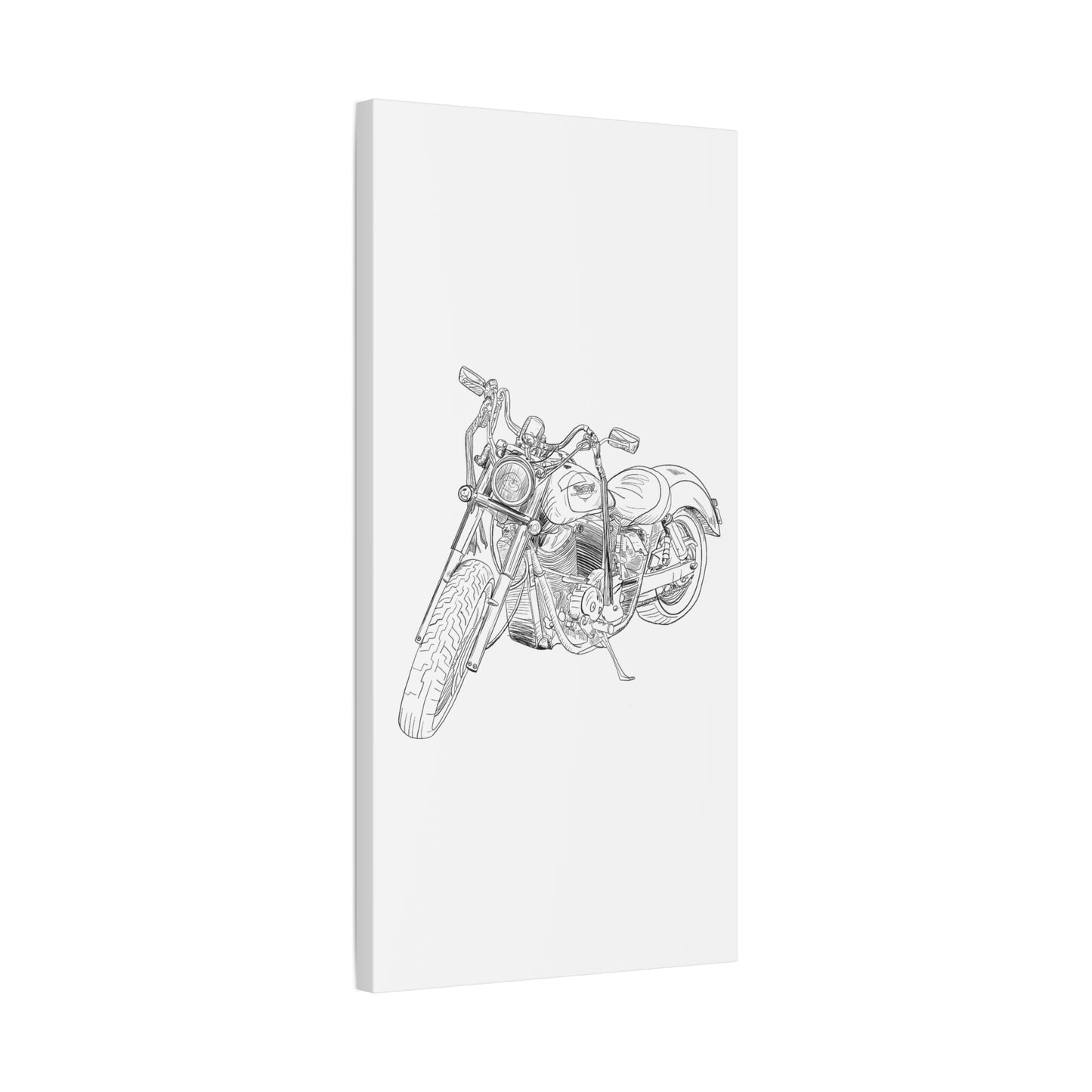 Ride Me Harley Motorcycle Sketch Canvas Print - Black Ink on White Background