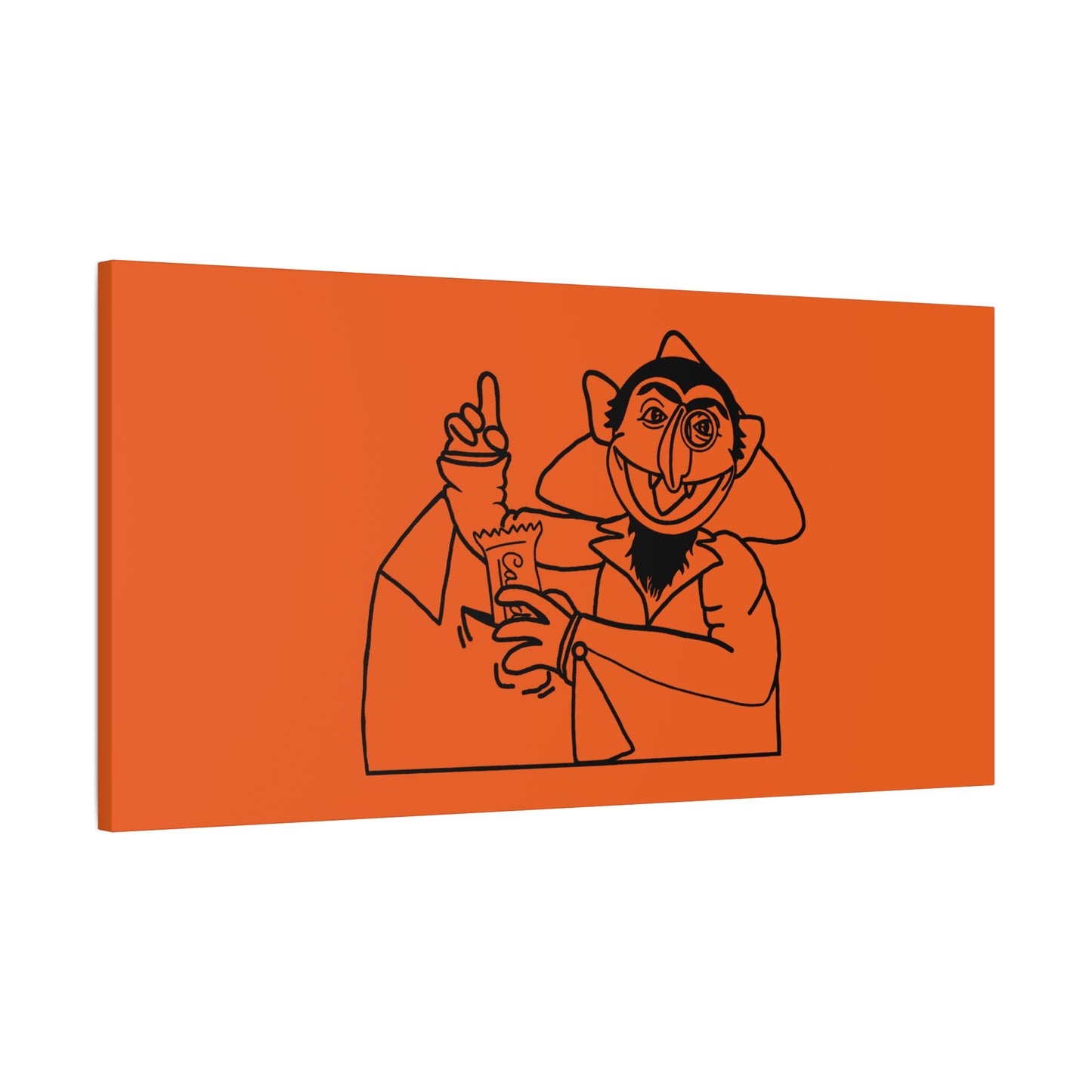 The Count Stealing Candy Outline Canvas Print Orange - Sesame Street The Count Parody Art Print