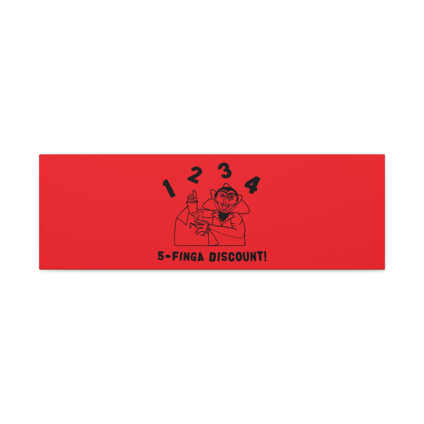 Five Finger Discount Outline Canvas Print Red - Sesame Street The Count Parody Art Print