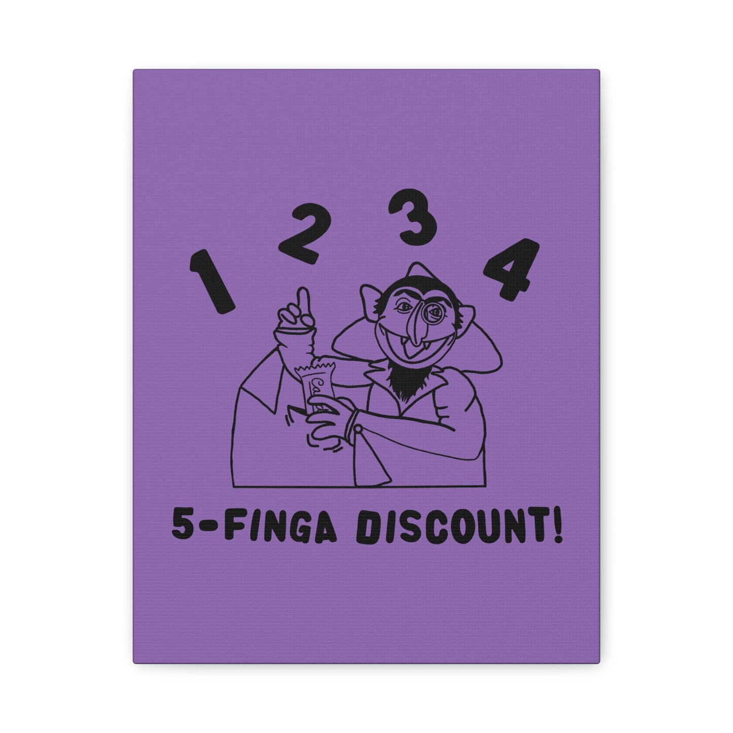 Five Finger Discount Outline Canvas Print Light Purple - Sesame Street The Count Parody Art Print