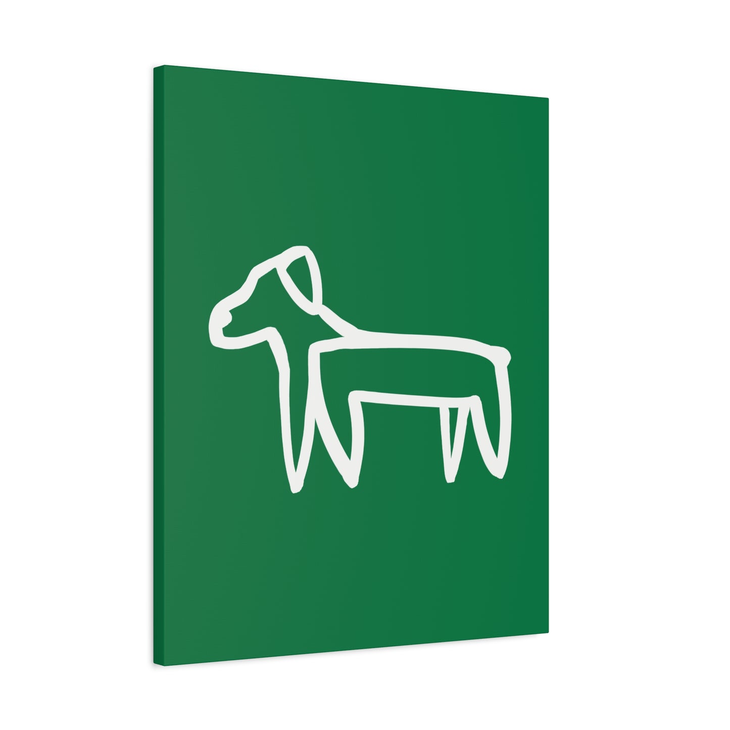 Dog Canvas Print on Green (Transparent Style White Dog) - Dog Art Print