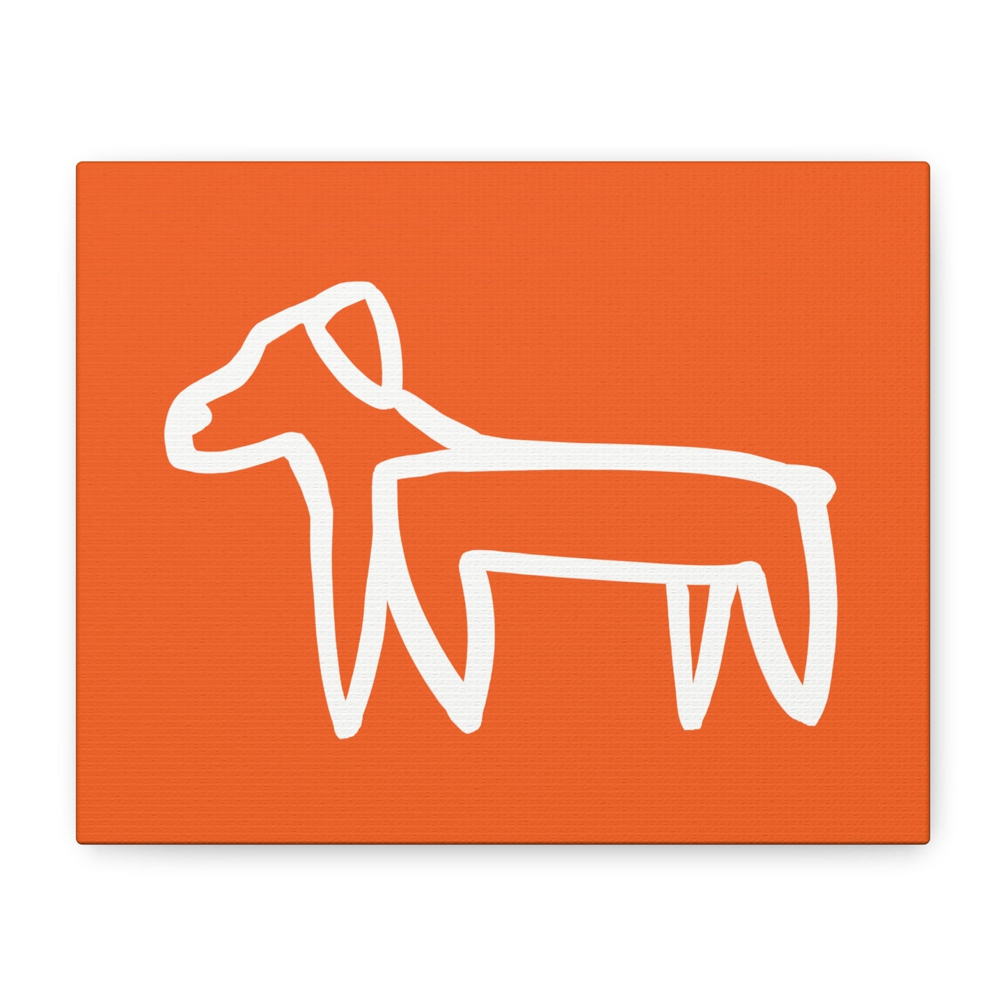 Dog Canvas Print on Orange (Transparent Style White Dog) - Dog Art Print