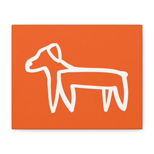 Dog Canvas Print on Orange (Transparent Style White Dog) - Dog Art Print