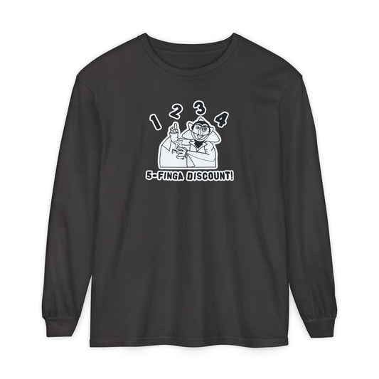 Five Finger Discount Outline Long Sleeve Tee - Sesame Street The Count Parody Shirt