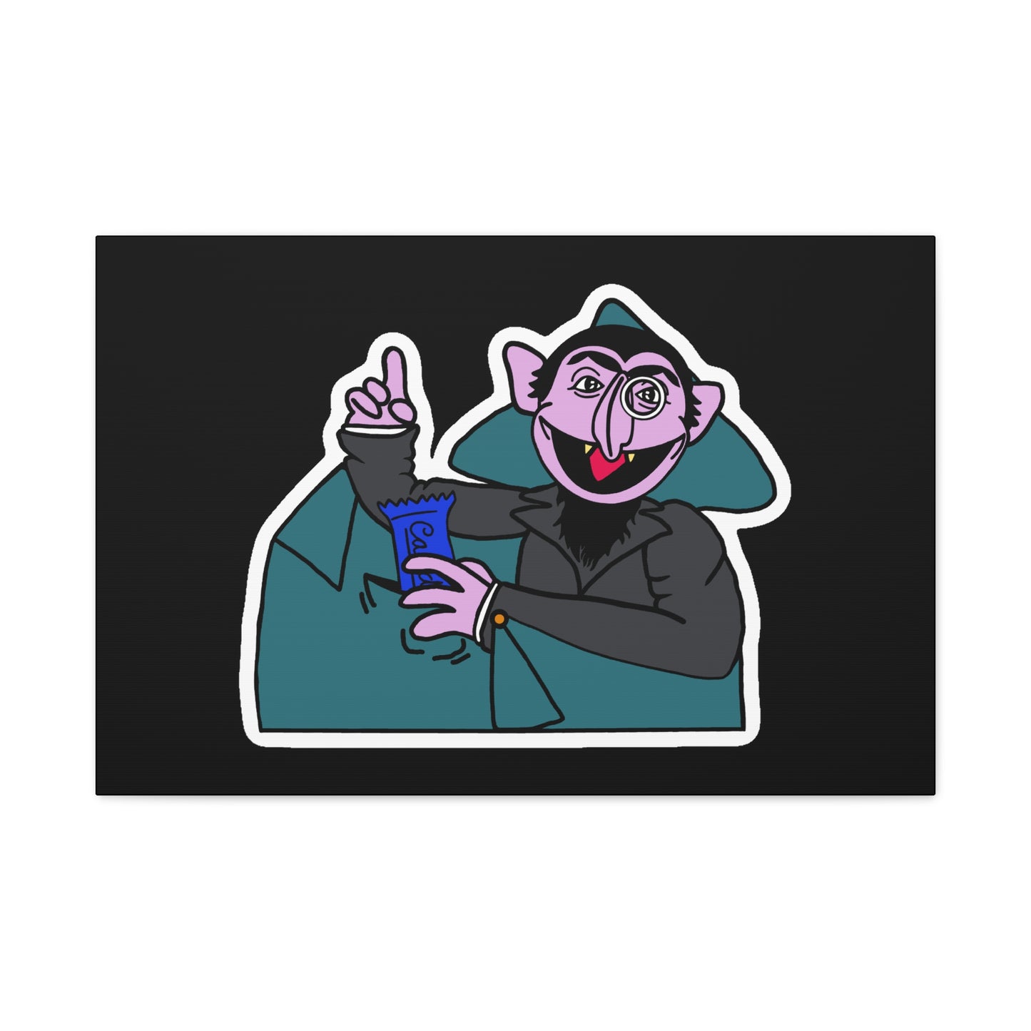The Count Stealing Candy Canvas Print Black - Sesame Street The Count Parody Art