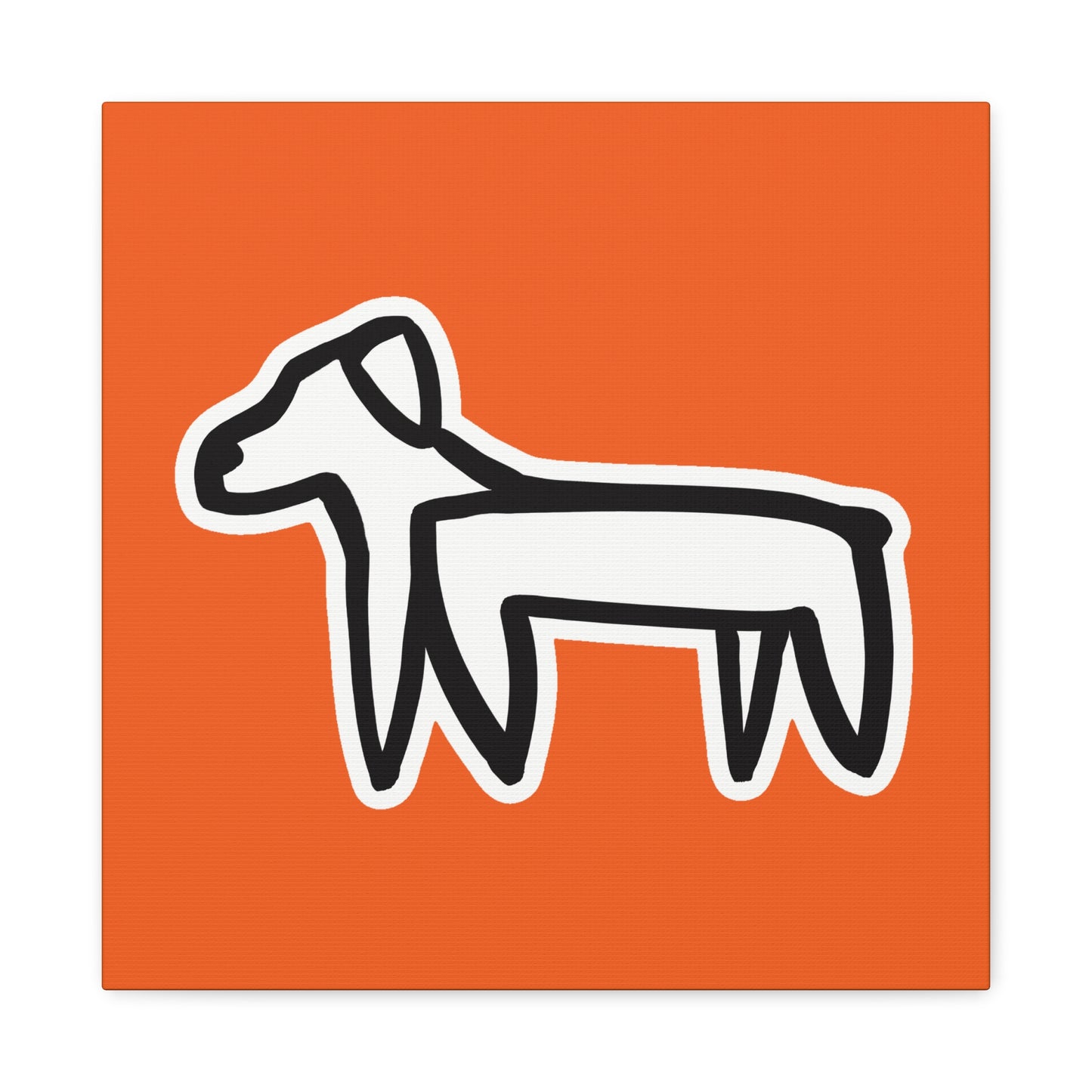 Dog Canvas Print on Orange (Sticker Style White Dog) - Dog Art Print