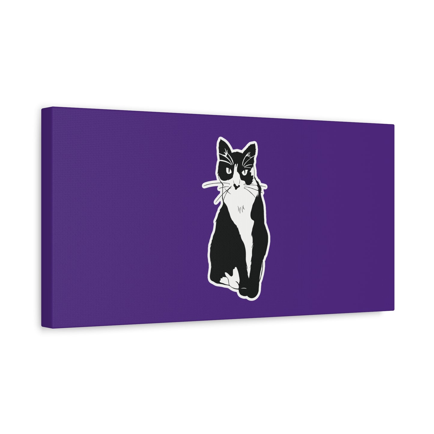 Cat Canvas Print on Purple (Sticker Style Cat) - Cat Drawing Art