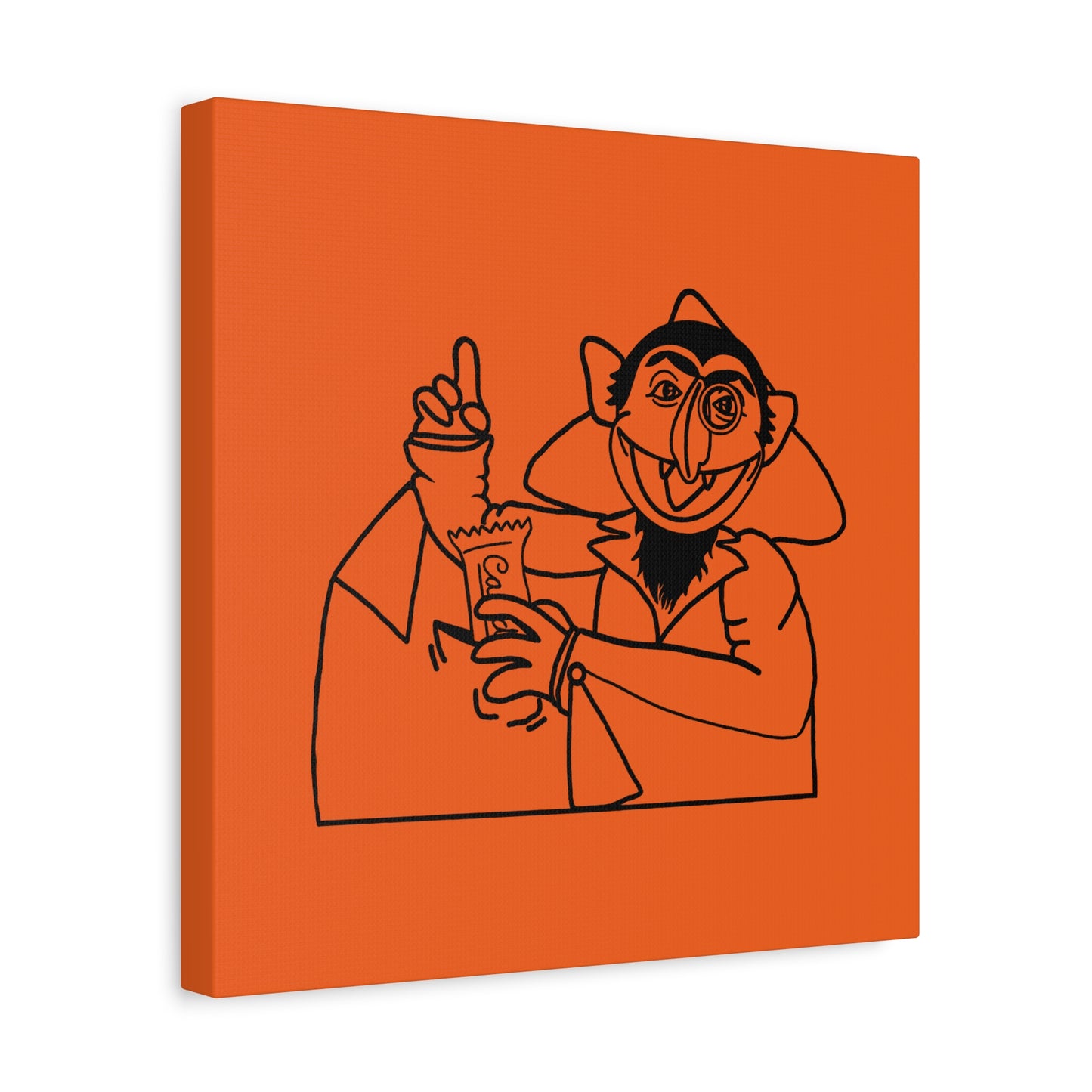 The Count Stealing Candy Outline Canvas Print Orange - Sesame Street The Count Parody Art Print