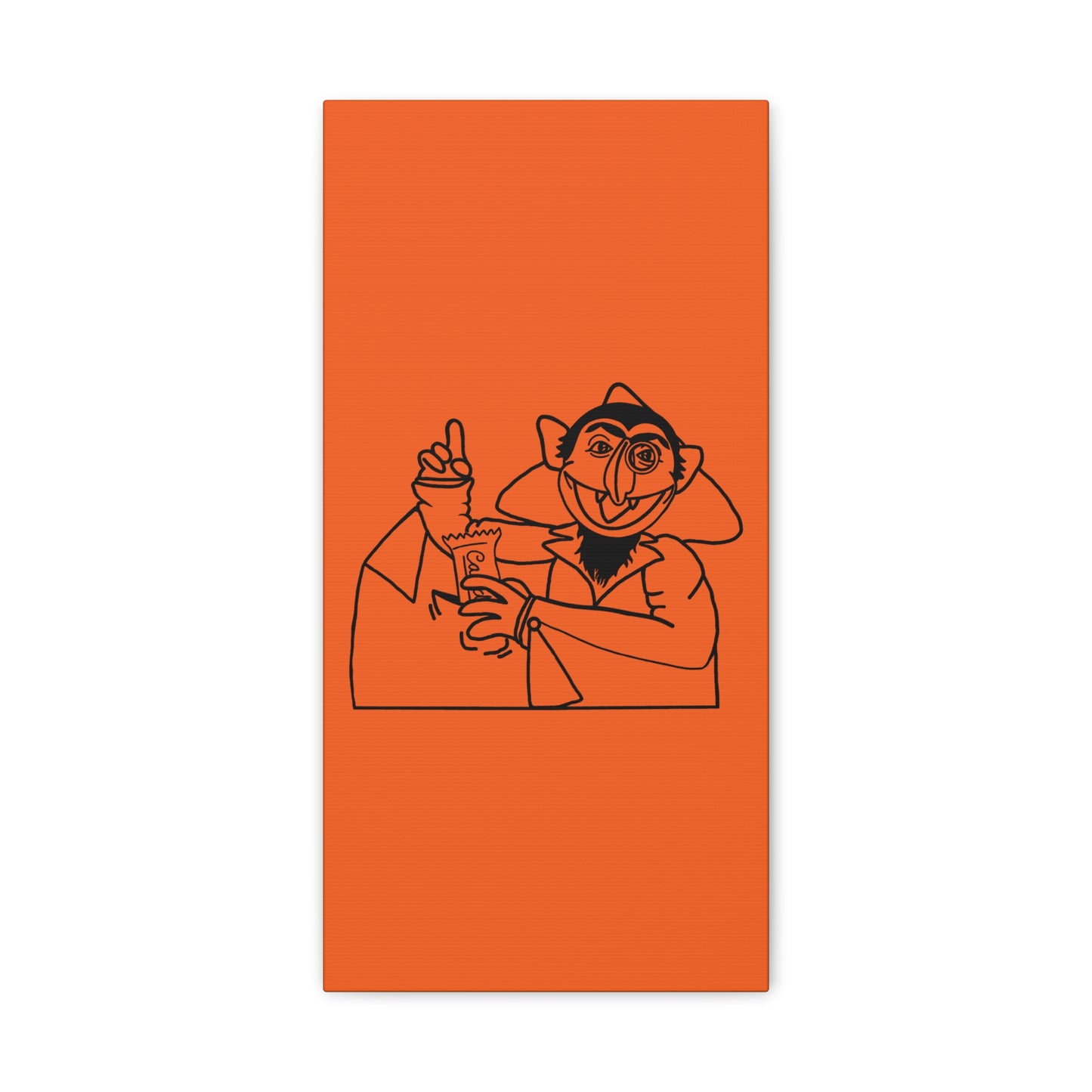 The Count Stealing Candy Outline Canvas Print Orange - Sesame Street The Count Parody Art Print