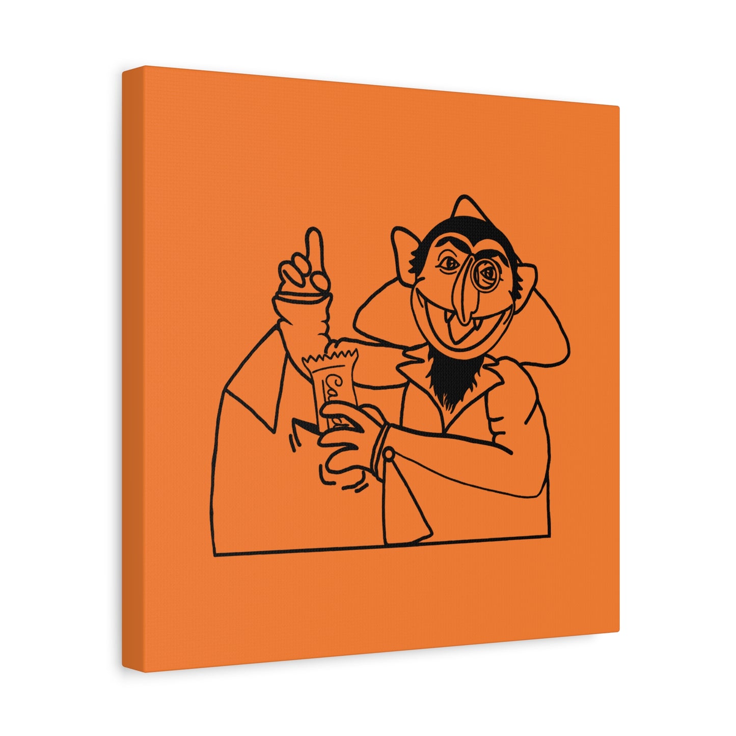 The Count Stealing Candy Outline Canvas Print Light Orange - Sesame Street The Count Parody Art