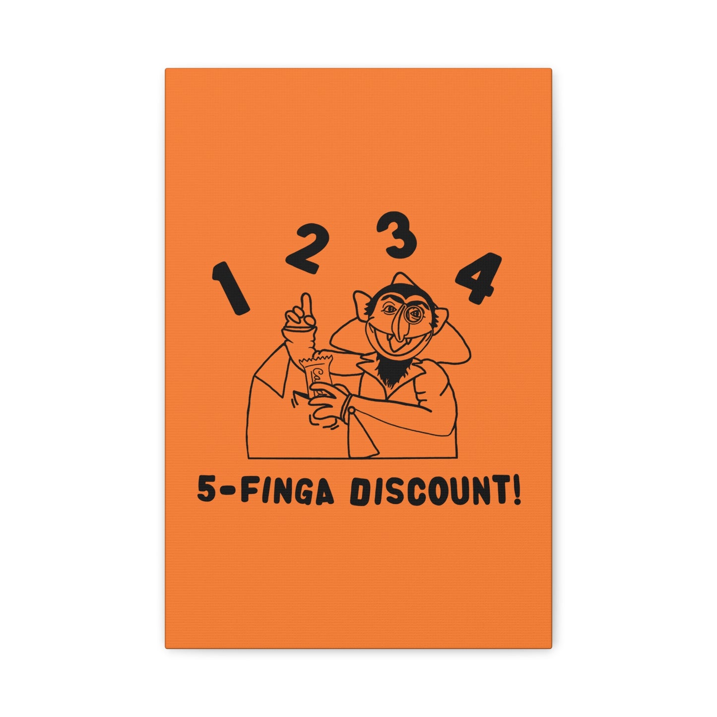 Five Finger Discount Outline Canvas Print Light Orange - Sesame Street The Count Parody Art Print