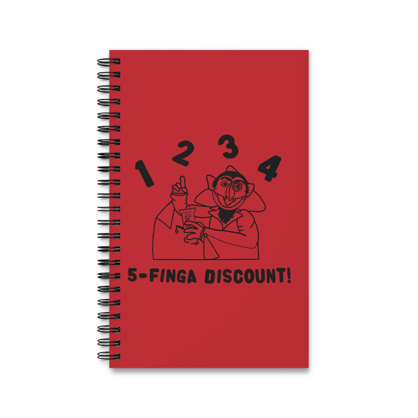 Five Finger Discount Outline Notebook Red - Sesame Street The Count Parody Notebook