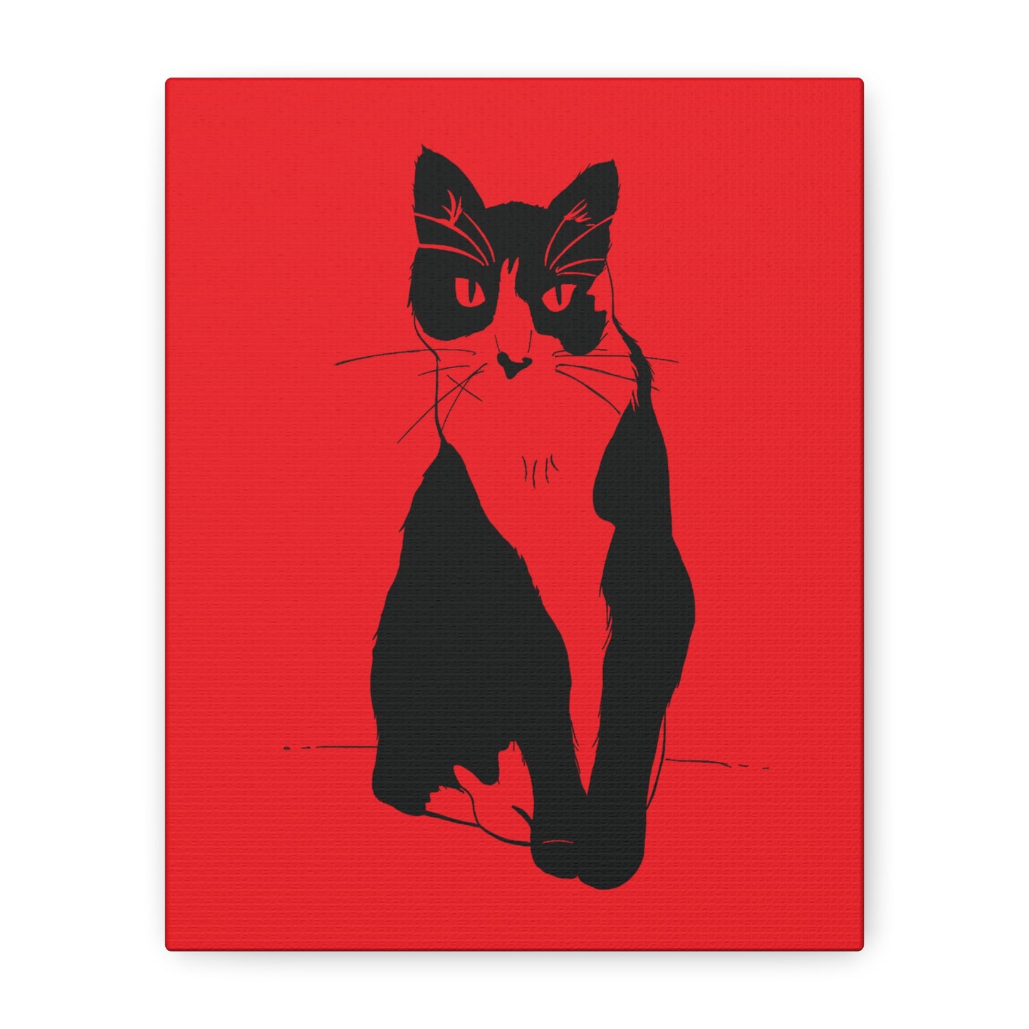 Cat Canvas Print on Red (Transparent Style Cat) - Cat Drawing Art