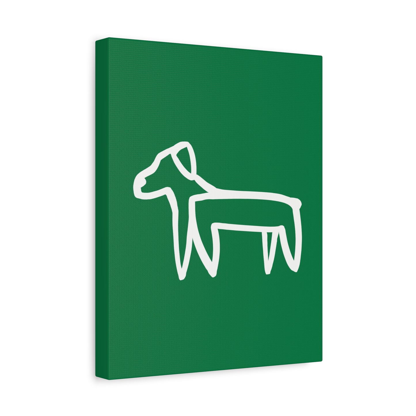 Dog Canvas Print on Green (Transparent Style White Dog) - Dog Art Print