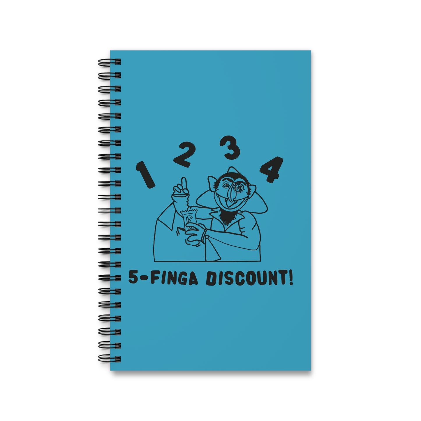Five Finger Discount Outline Notebook Turquoise - Sesame Street Parody The Count Spiral Notebook