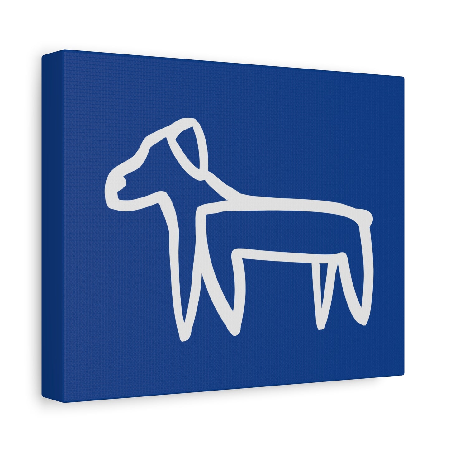 Dog Canvas Print on Blue (Transparent Style White Dog) - Dog Art Print