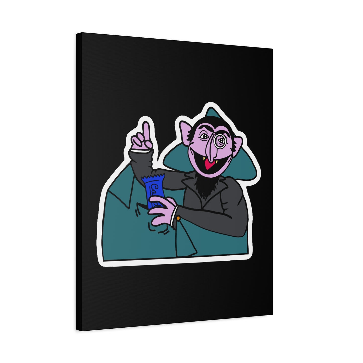 The Count Stealing Candy Canvas Print Black - Sesame Street The Count Parody Art