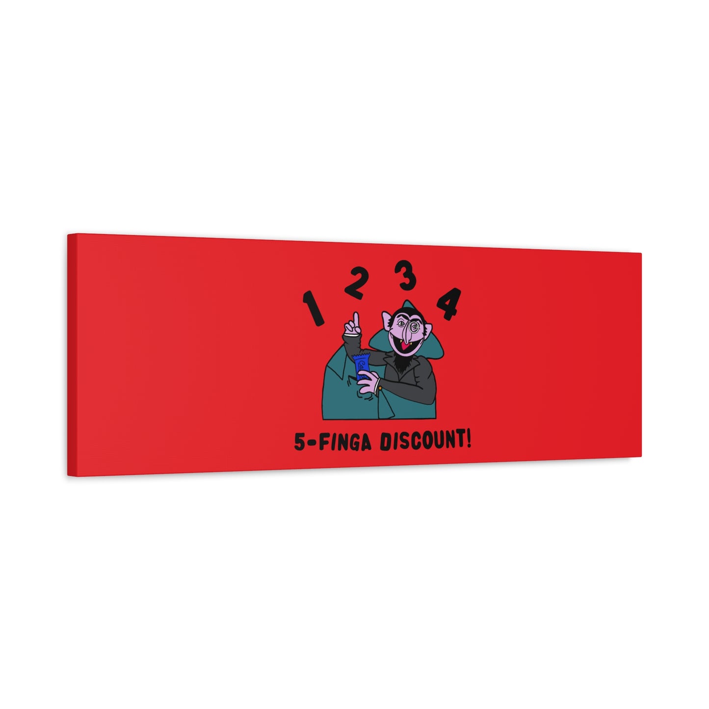 Five Finger Discount Canvas Print Red - Sesame Street The Count Parody Art Print