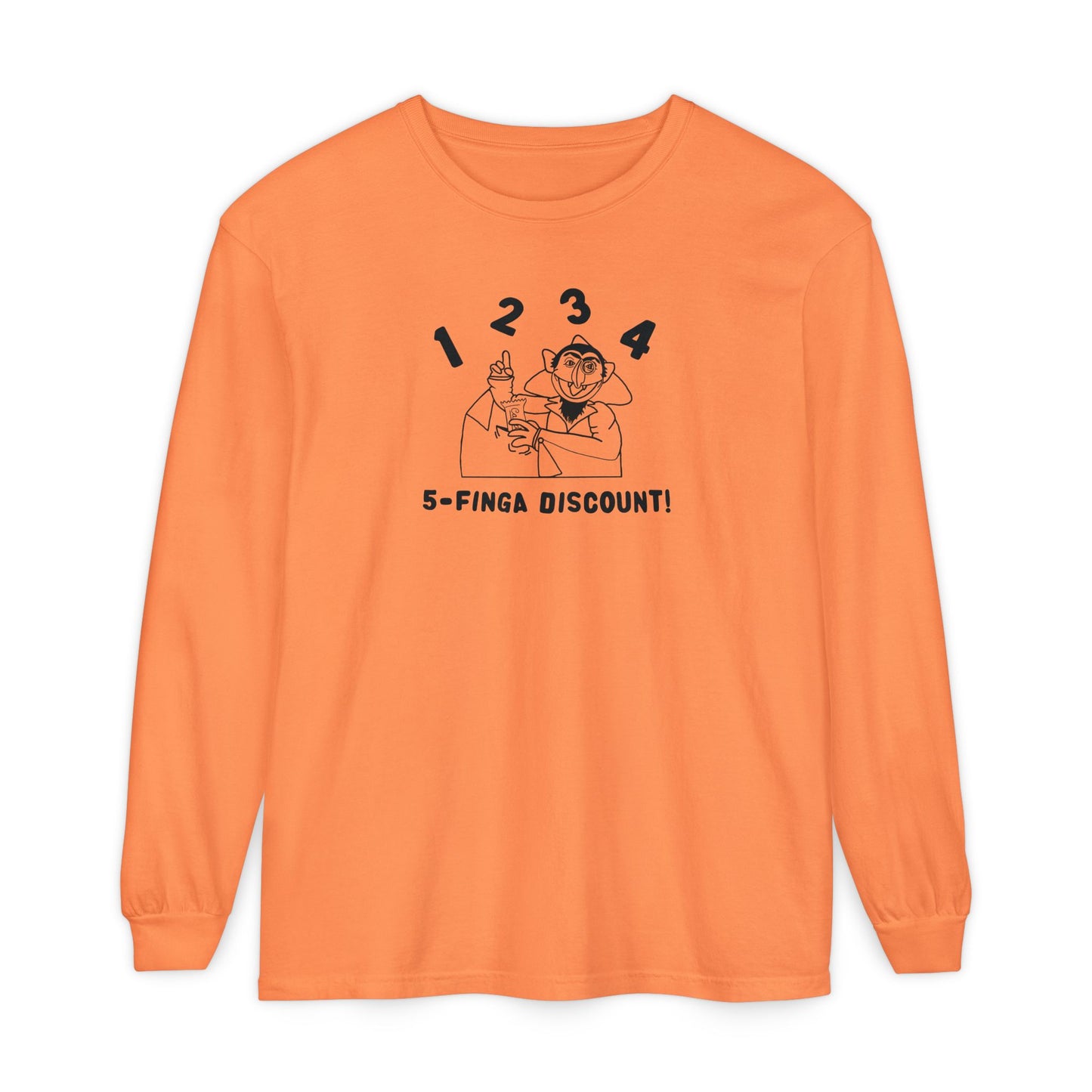 Five Finger Discount Outline Long Sleeve Tee - Sesame Street The Count Parody Shirt