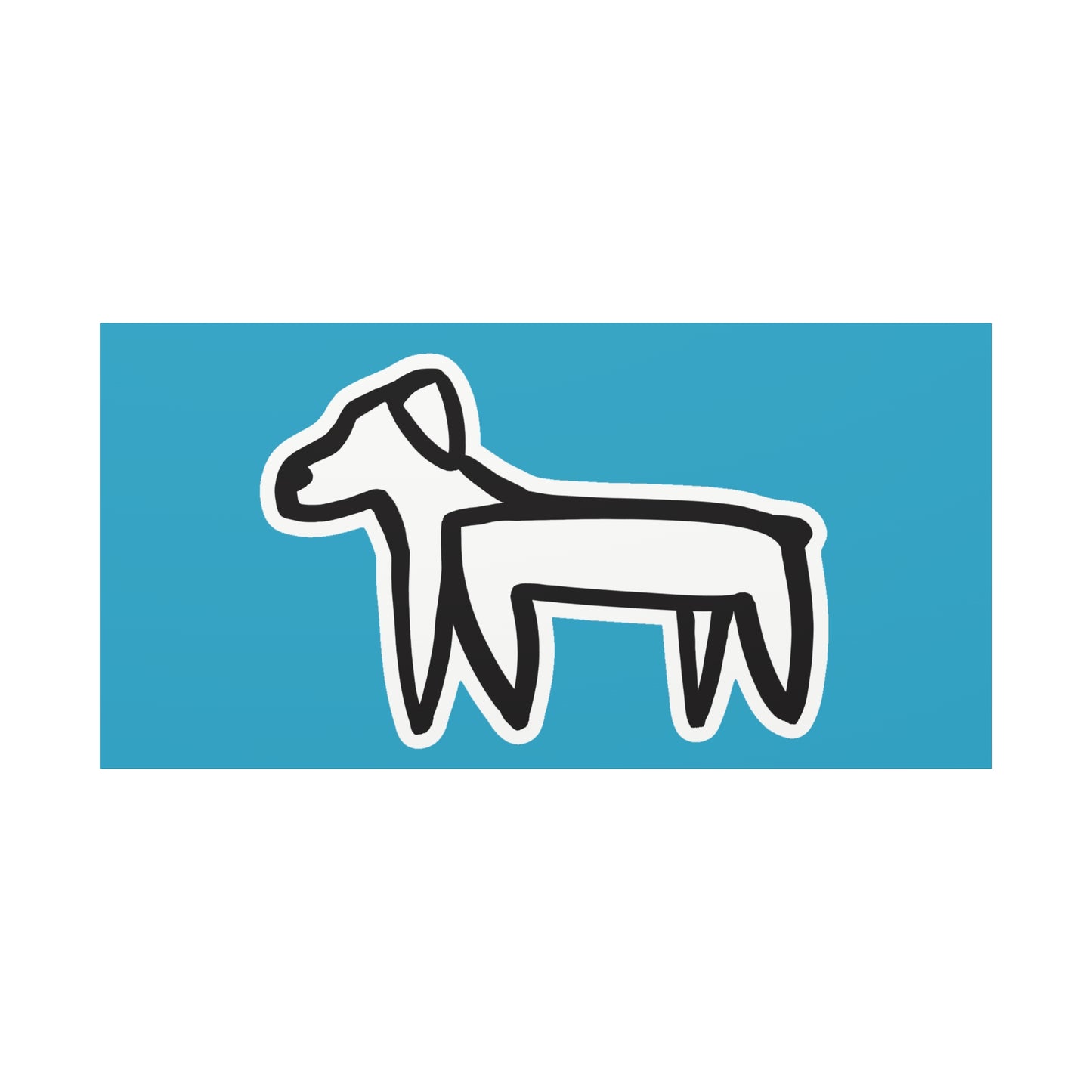Dog Canvas Print on Turquoise (Sticker Style Black Dog) - Dog Drawing Wall Art