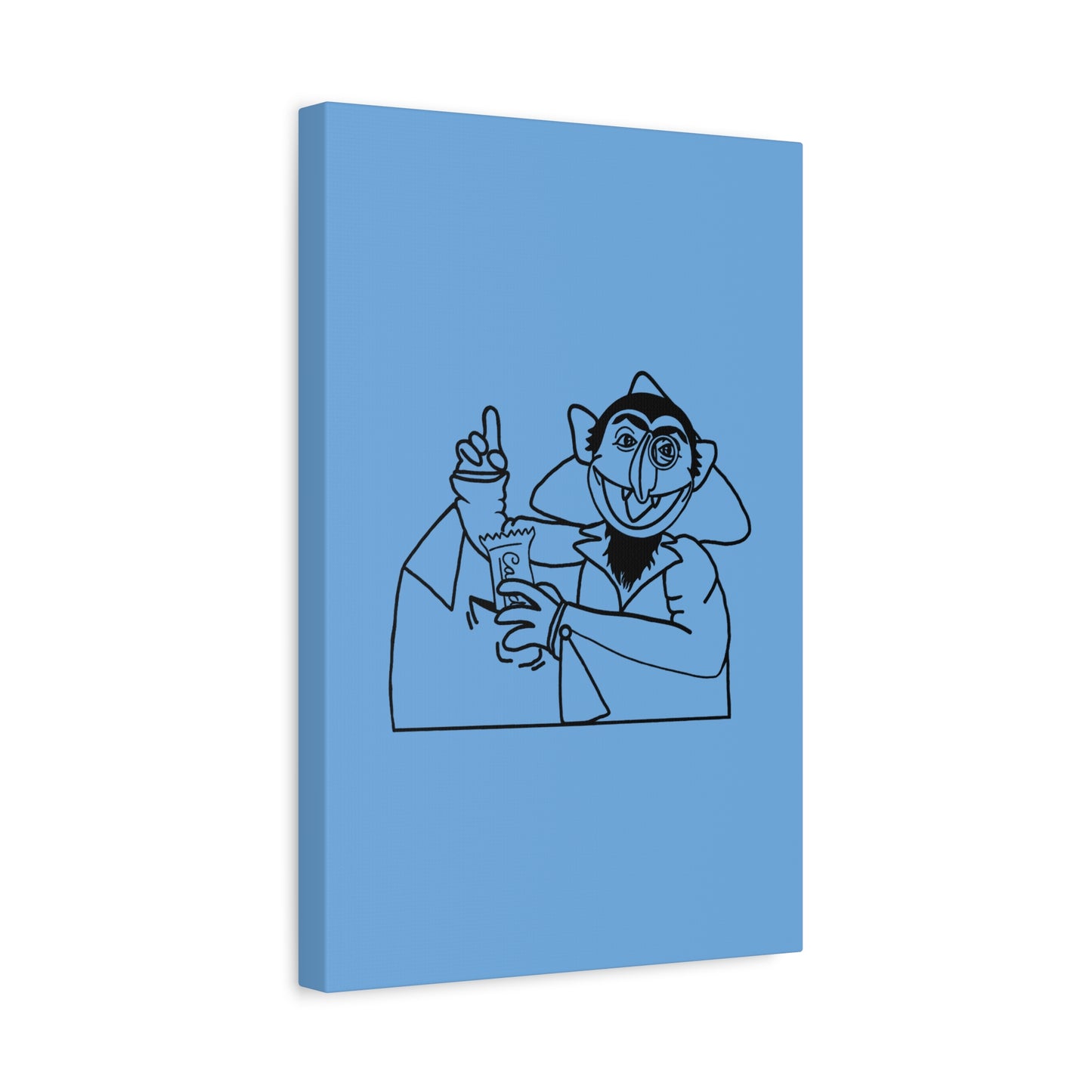 The Count Stealing Candy Outline Canvas Print Light Blue - Sesame Street The Count Parody Art