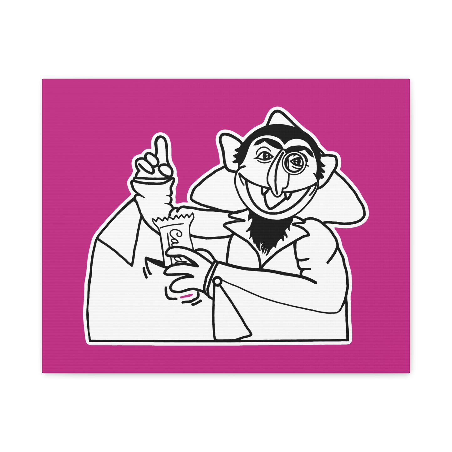 The Count Stealing Candy Outline Canvas Print Pink - Sesame Street The Count Parody Art