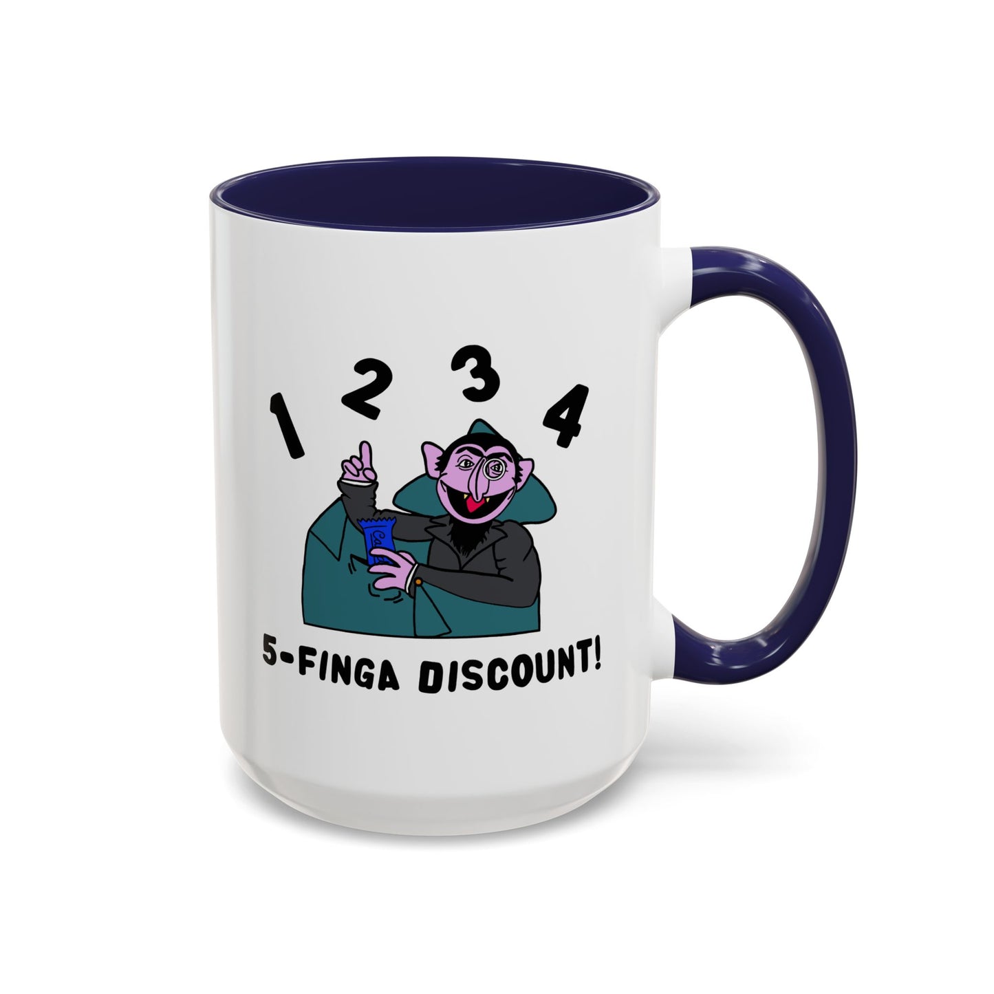 Five Finger Discount Accent Coffee Mug - Sesame Street The Count Parody Coffee Mug