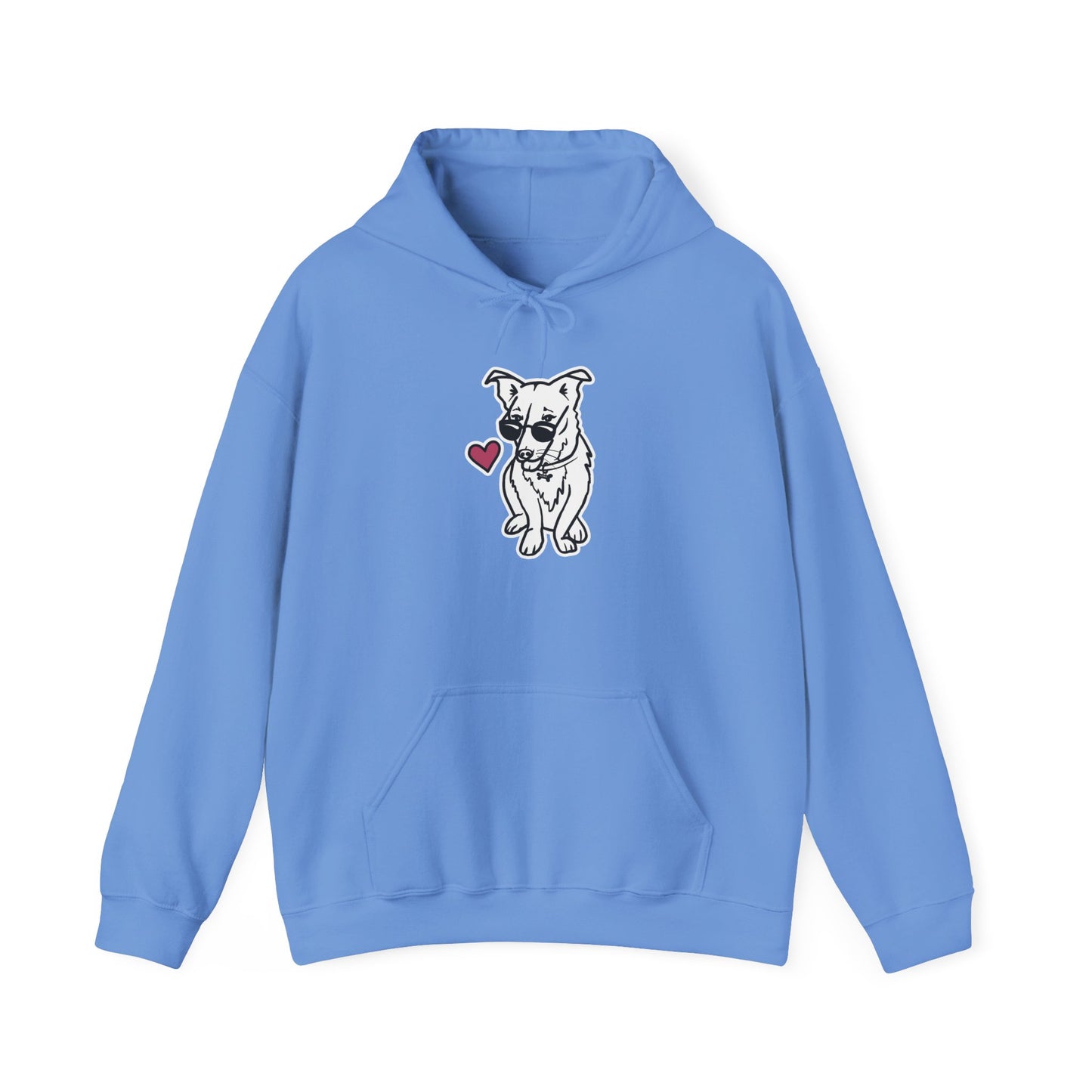 Nora the Dog Heart Hoodie (B&W Sticker Style Nora) - Dog Hooded Sweatshirt