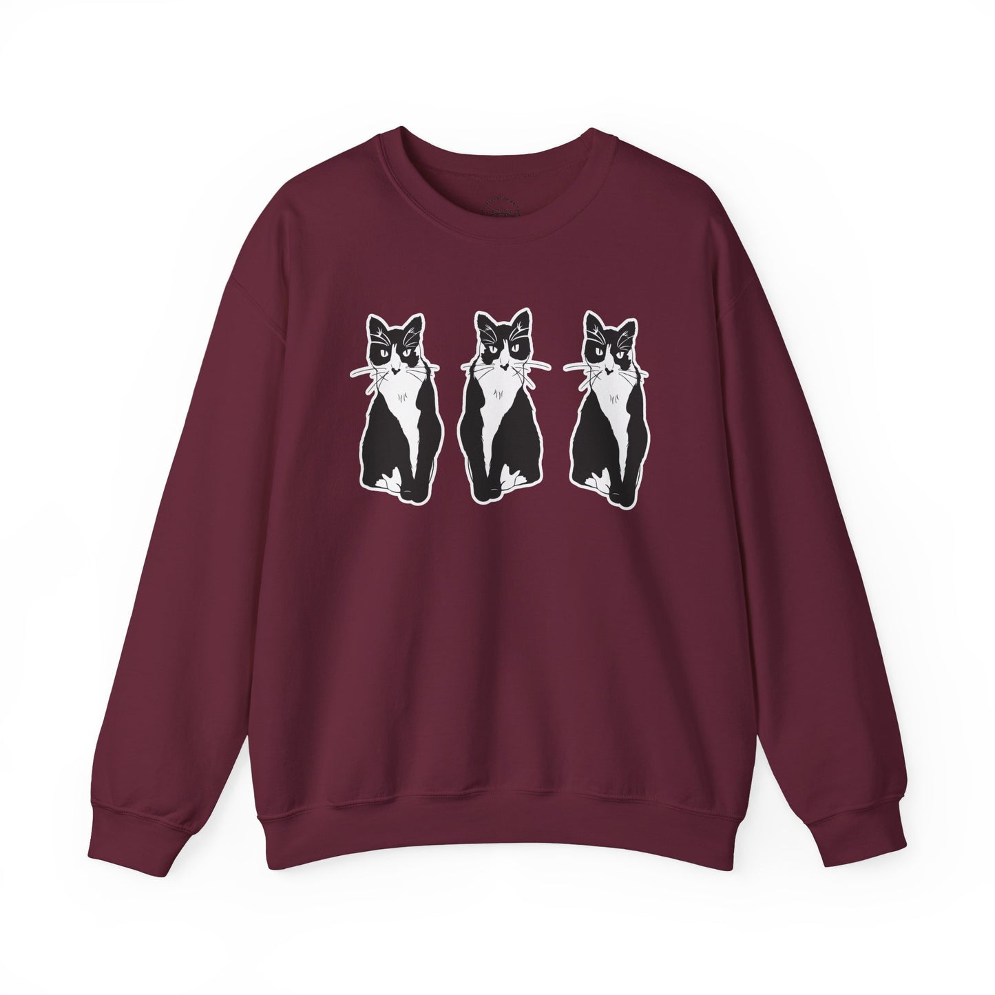 Cat x3 Sweatshirt (Sticker Style Cat) - Cat Drawing Sweatshirt
