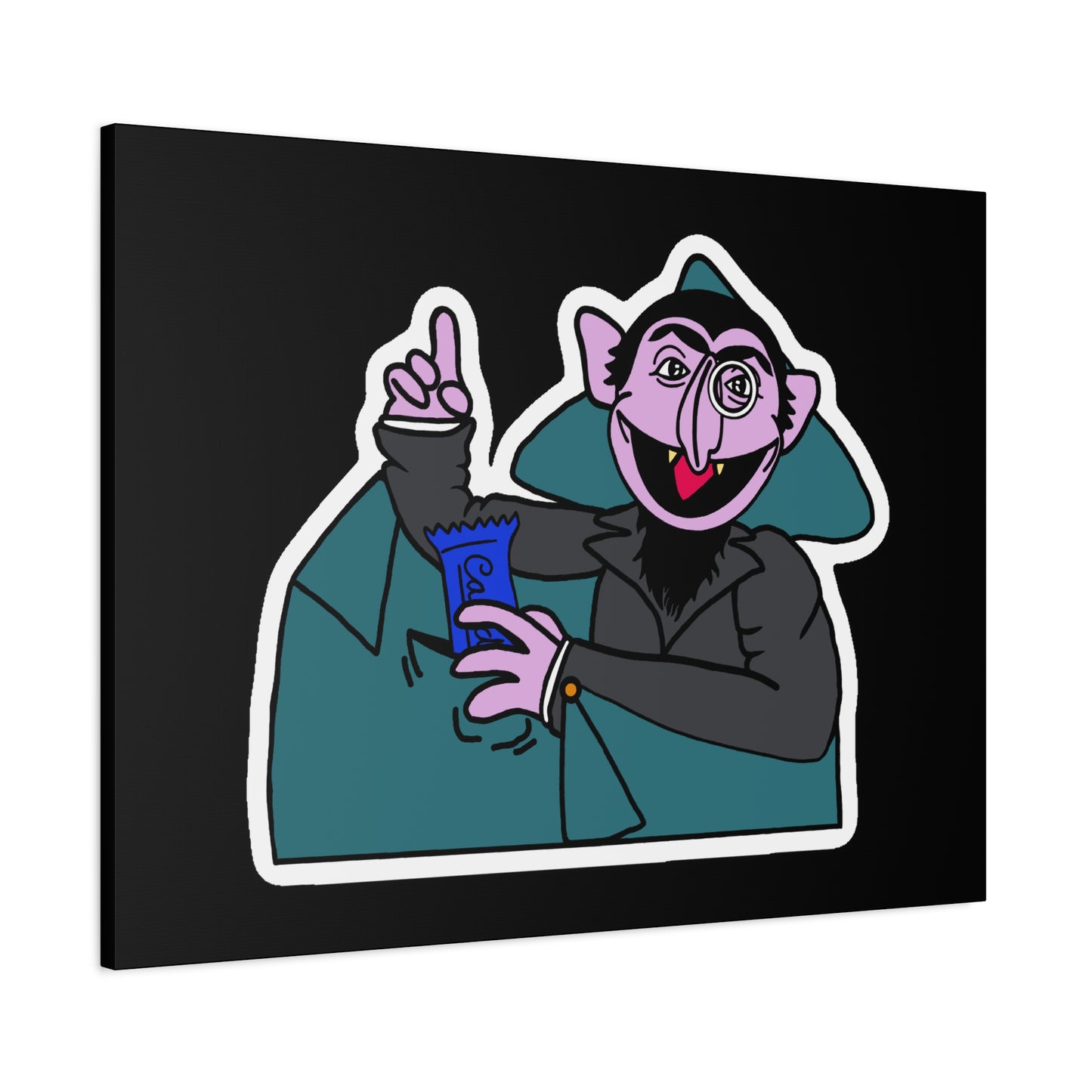 The Count Stealing Candy Canvas Print Black - Sesame Street The Count Parody Art