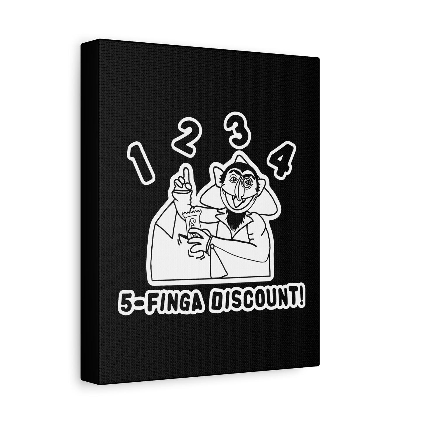 Five Finger Discount Outline Canvas Print Black - Sesame Street The Count Parody Art Print