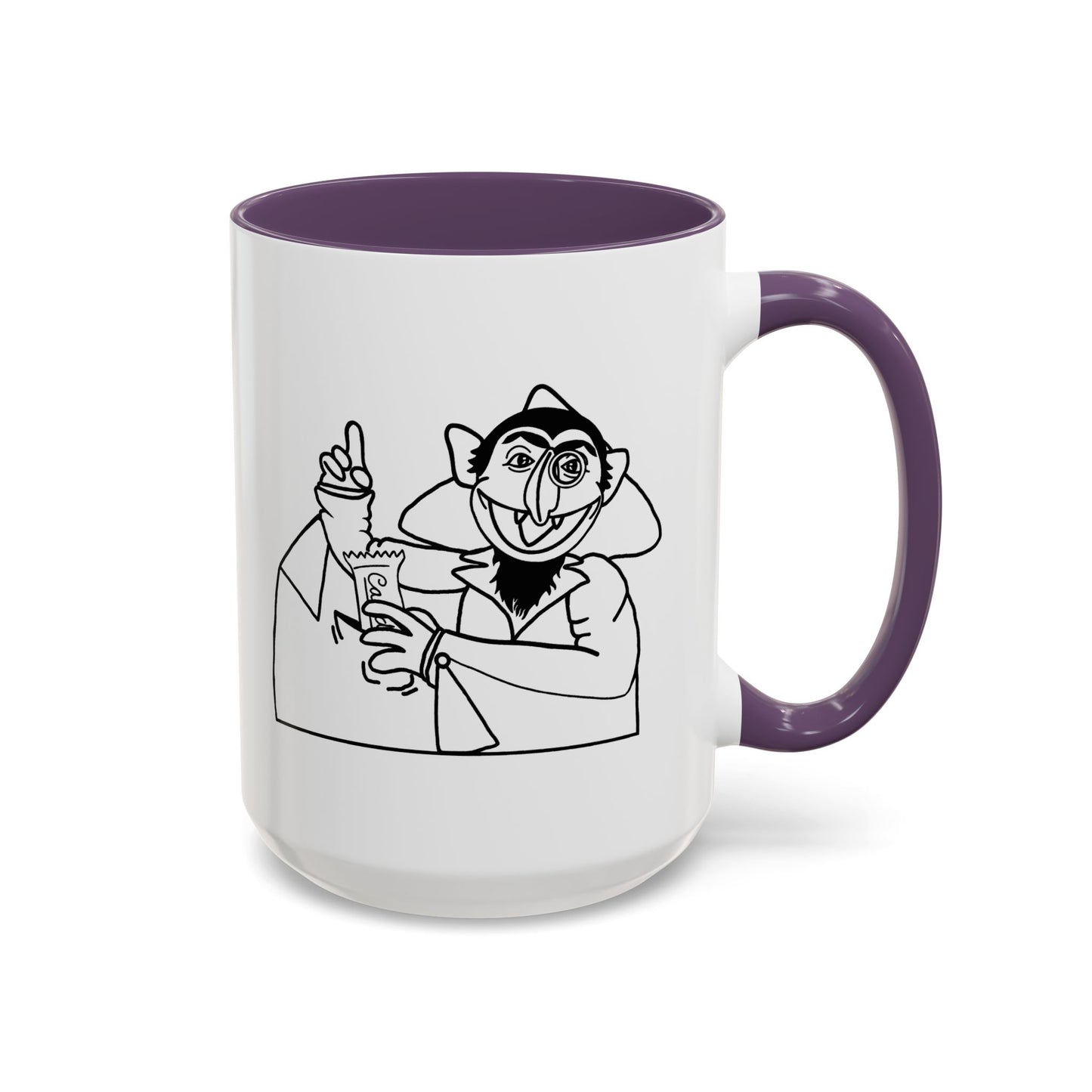 The Count Stealing Candy Outline Accent Mug - Sesame Street The Count Parody Coffee Mug