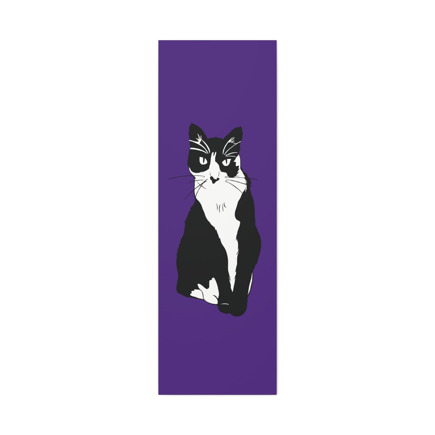 Cat Canvas on Purple (B&W Style Cat) - Cat Drawing Art