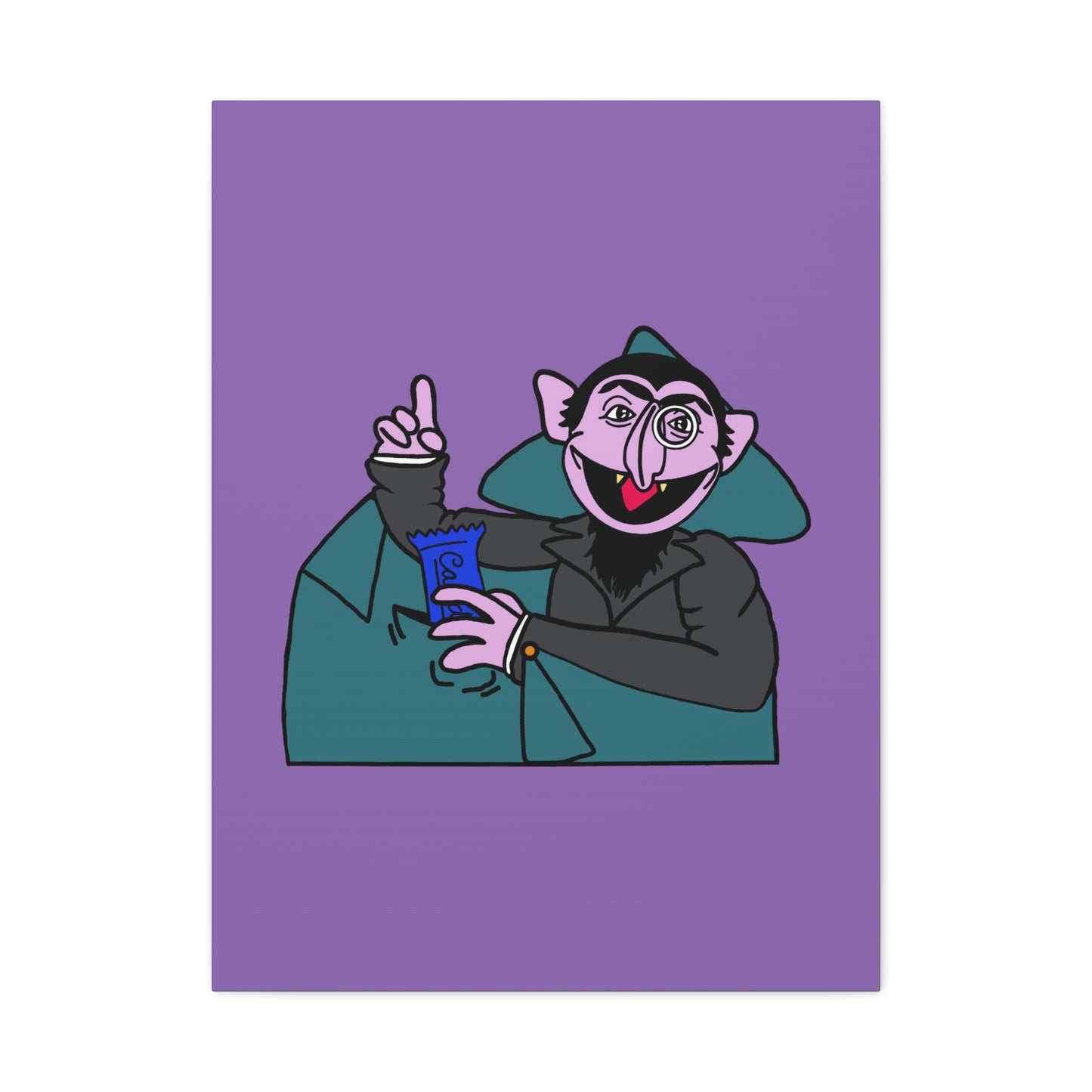 The Count Stealing Candy Canvas Print Light Purple - Sesame Street The Count Canvas Art