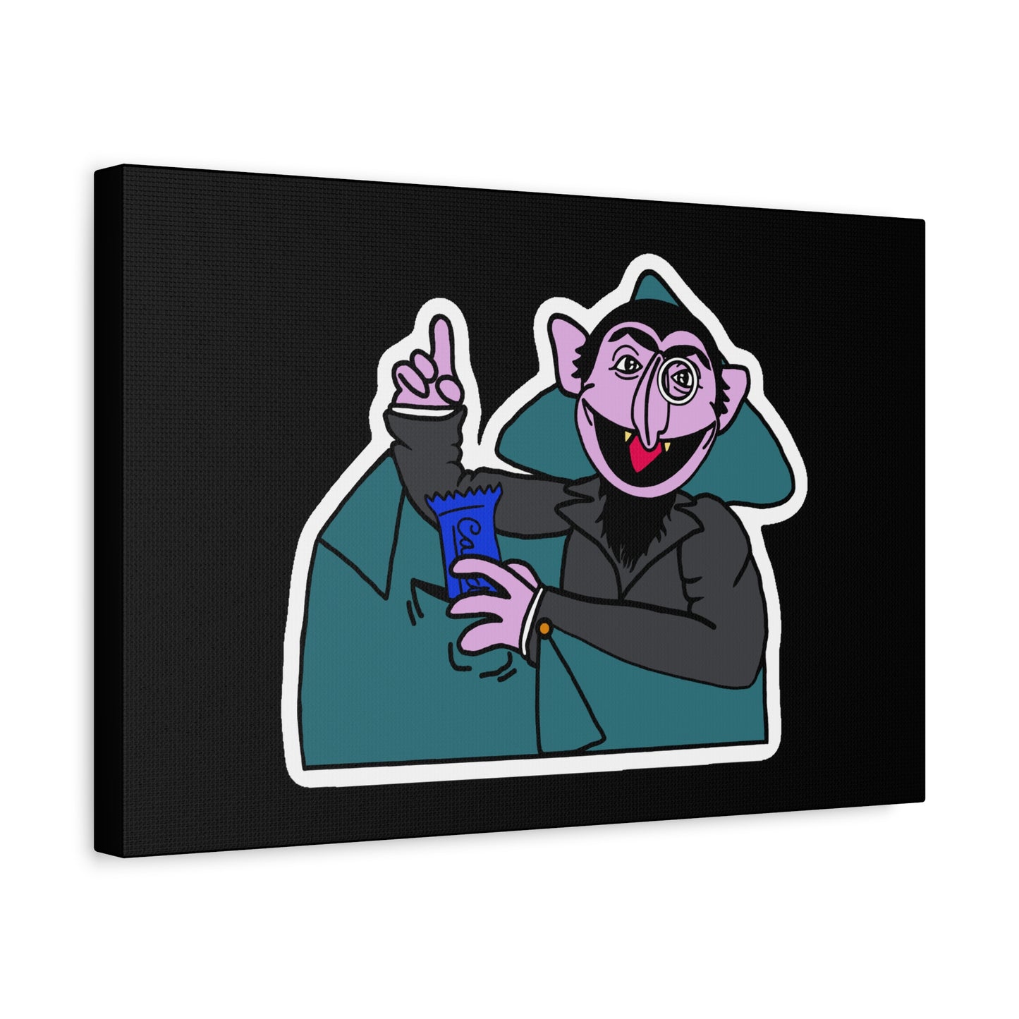 The Count Stealing Candy Canvas Print Black - Sesame Street The Count Parody Art