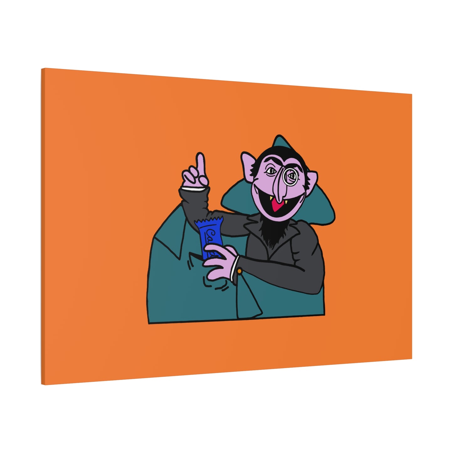 The Count Stealing Candy Canvas Print Orange - Sesame Street The Count Parody Art