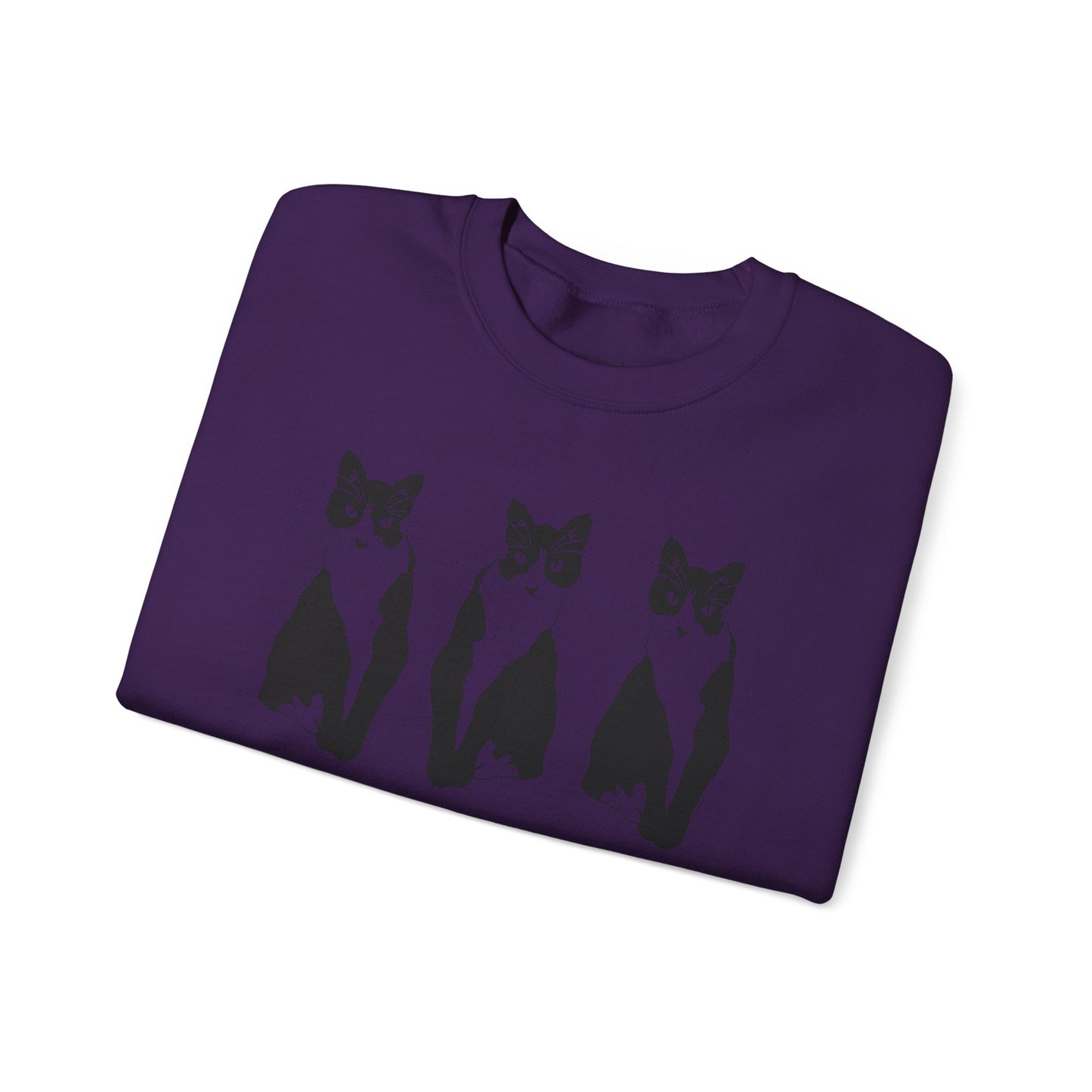 Cat x3 Sweatshirt (Transparent Style Cat) - Cat Drawing Sweatshirt