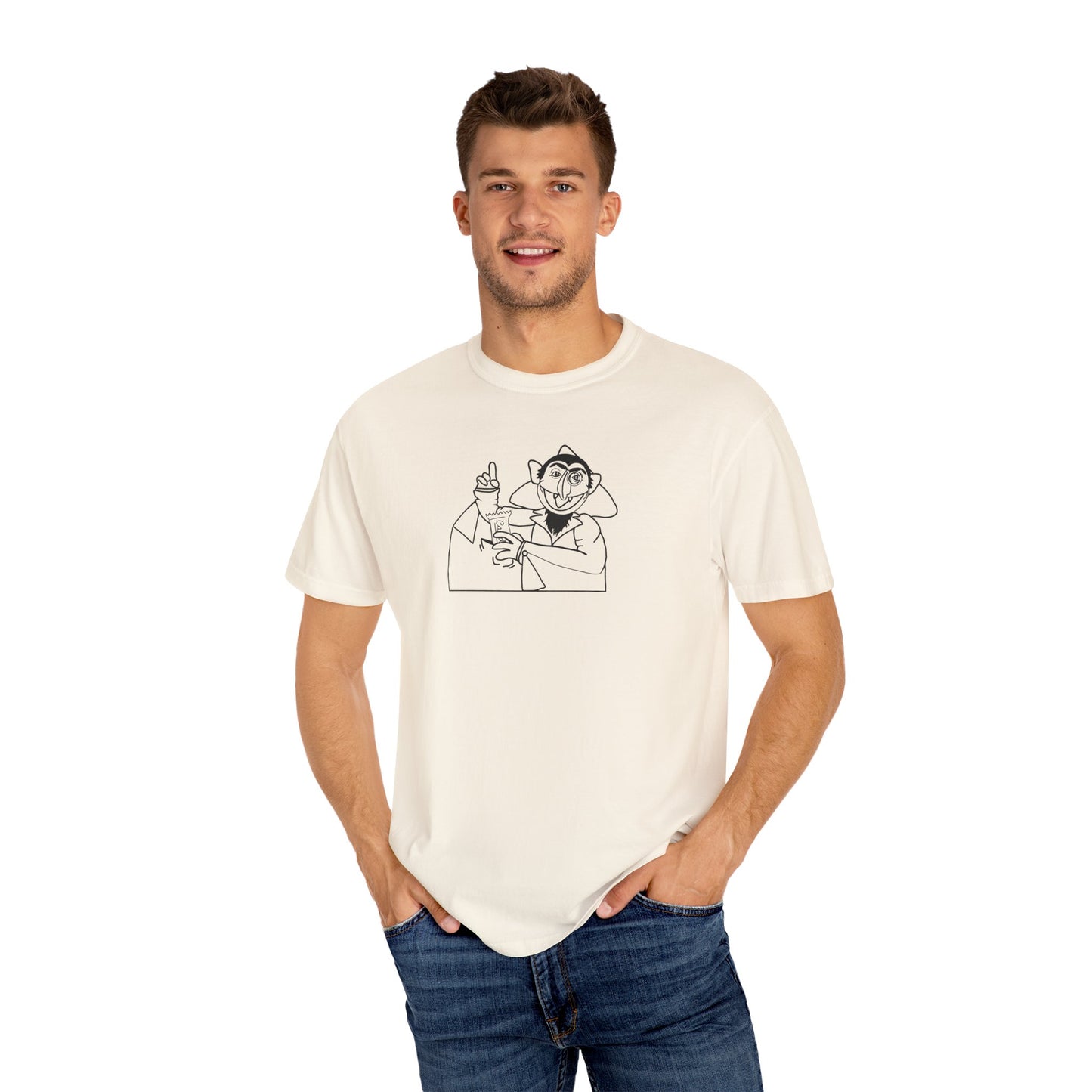 The Count Stealing Candy Outline Tee - Sesame Street The Count Parody Tee