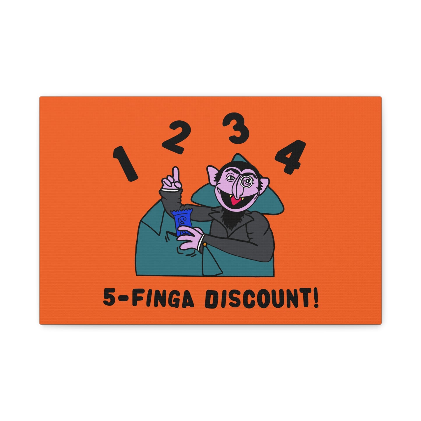 Five Finger Discount Canvas Print Orange - Sesame Street The Count Parody Art Print
