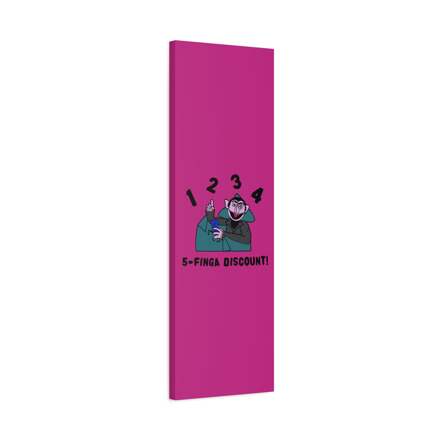 Five Finger Discount Canvas Print Pink - Sesame Street The Count Parody Art Print