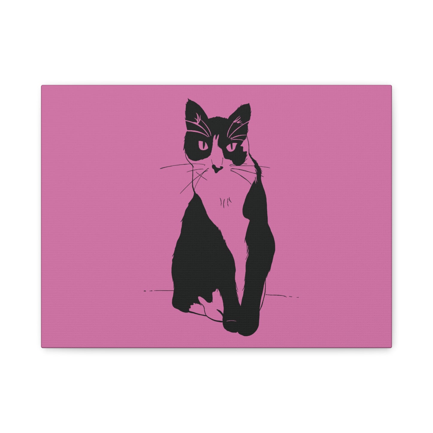 Cat Canvas Print on Pink (Transparent Style Cat) - Cat Drawing Art